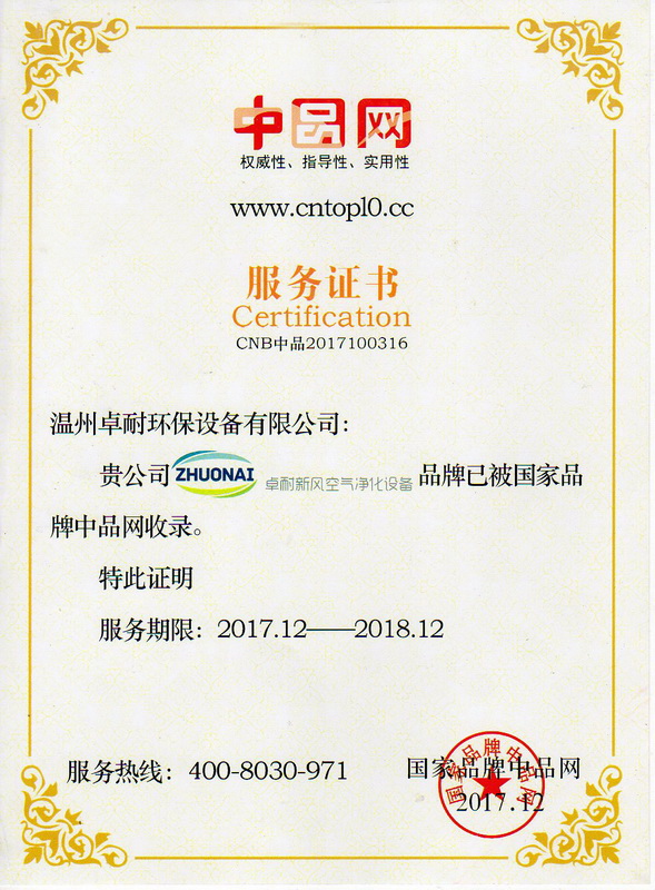 卓耐環(huán)保榮獲《中品網(wǎng)》權(quán)威性、指導(dǎo)性、實(shí)用